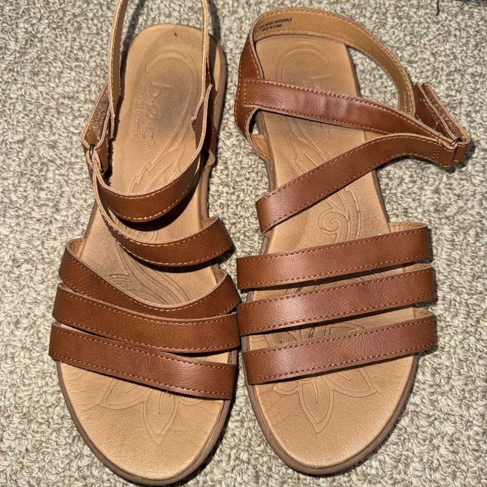 b.o.c. Women's Light Brown Multi-Strap Slingback Sandals Faux Leather Size 11